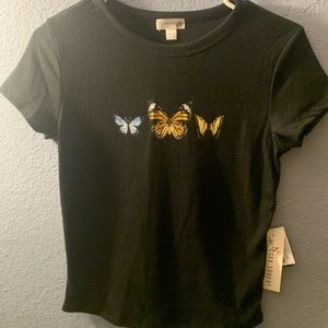 Black T-shirt with Butterfly's